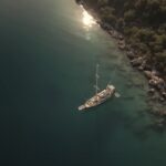 Anchored boat